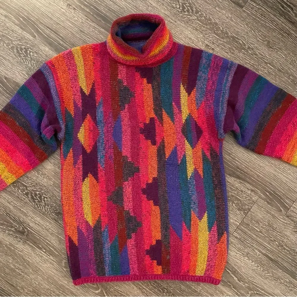 Mariea Kim vintage turtleneck colorful sweater